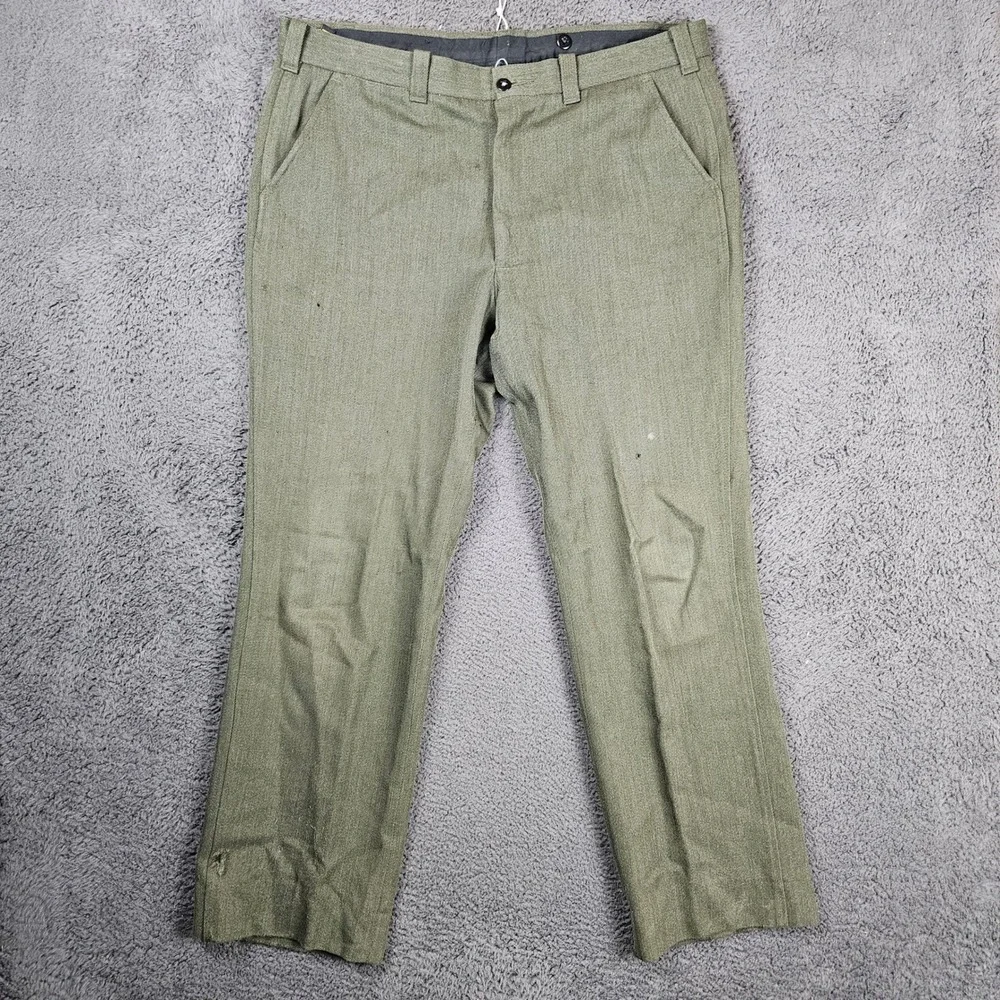 Vintage C.C. Filson Garment Style 180 Pants Men 36 Green Virgin‎ Wool Straight